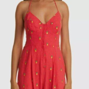 Farm Rio Red Jumpsuit with Pineapples